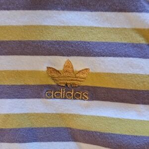 Adidas Women's - Yellow, Gray, White Stripes Long Sleeve Shirt Size XS